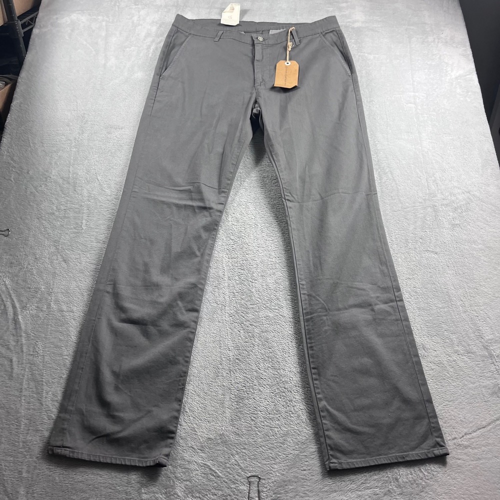 AG Adriano Goldschmied The Khaki Straight Leg Grey Chino Pants Mens 36 1082EST‎